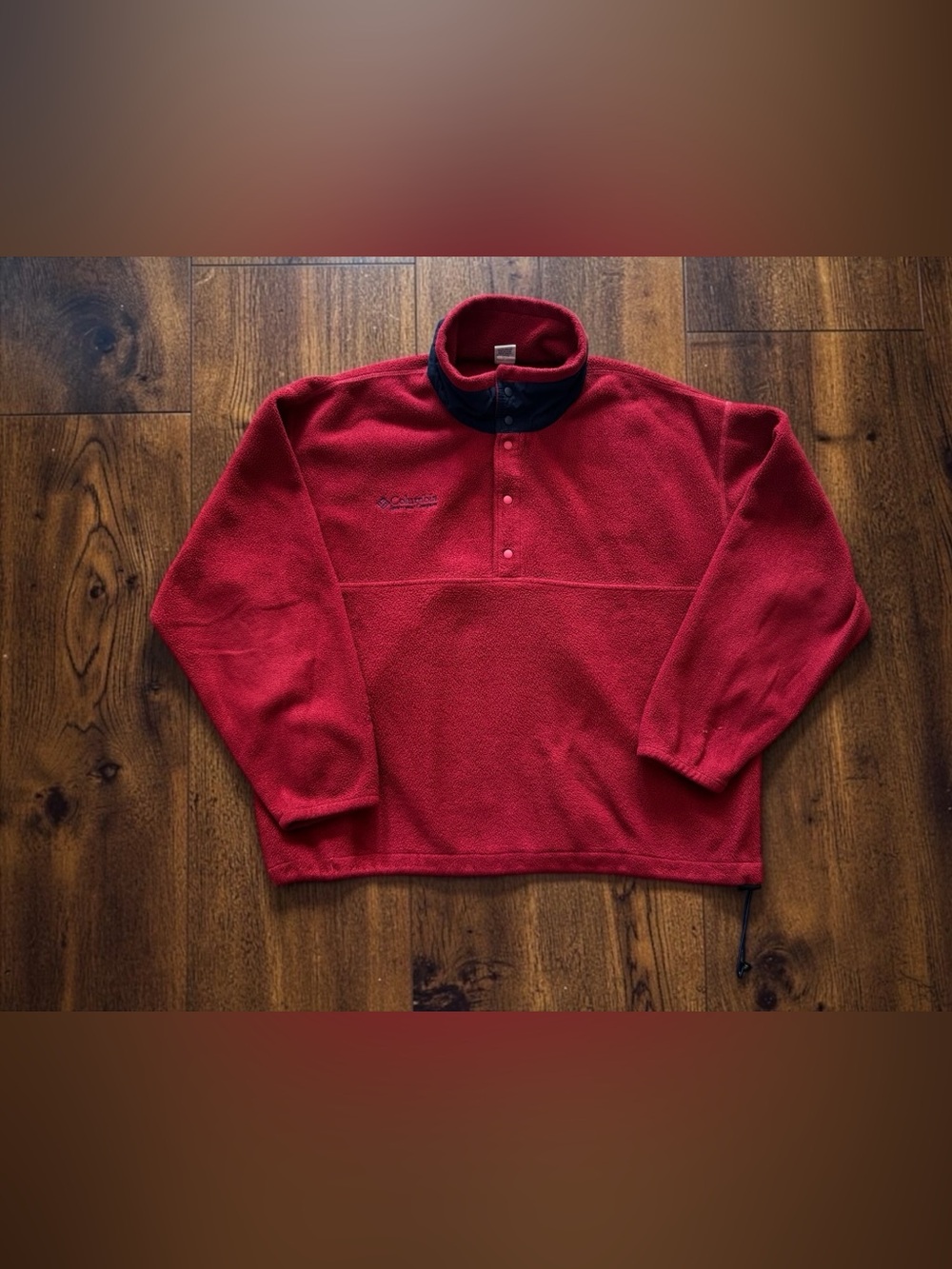 Vintage 90s Columbia Fleece Pullover Mens Large Burgundy Snap T USA Made